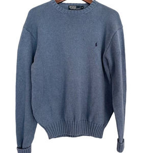 Polo Ralph Lauren Crewneck Sweater Pullover Vintage Light Blue Size Medium Flaw